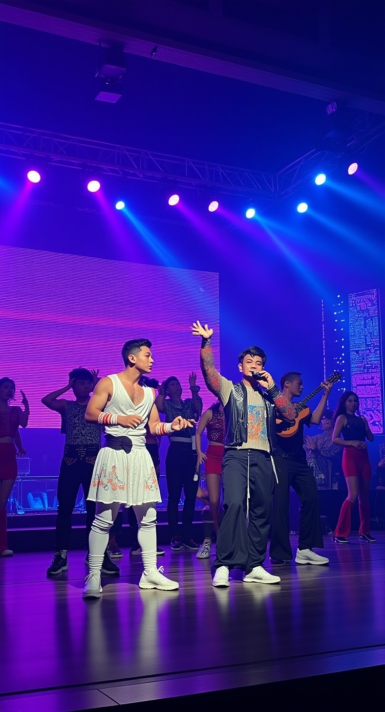 A vibrant performance showcasing modern gugak fused with K-Pop elements.