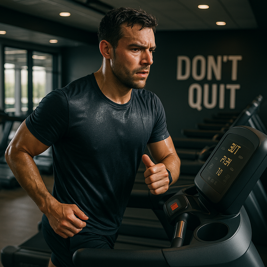 A person jogging on a treadmill in a gym setting