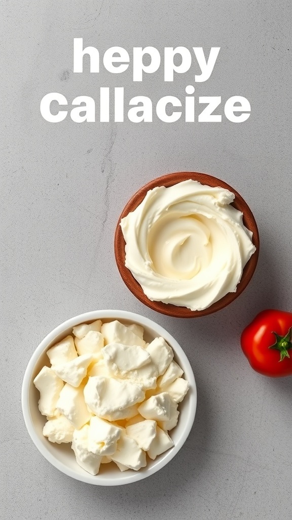 Image showing bowls of cream cheese and cottage cheese, highlighting a nutritious food swap.