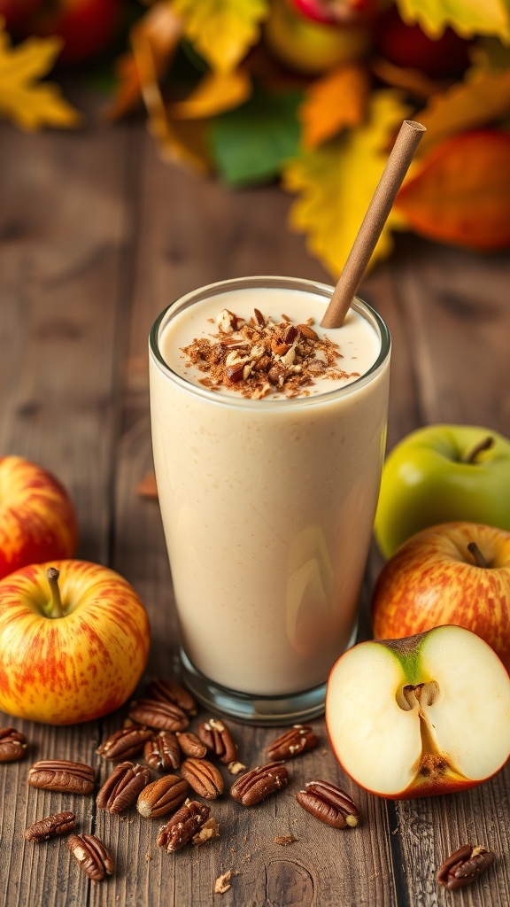 A delicious Apple Pecan Crunch Smoothie with apples and pecans.