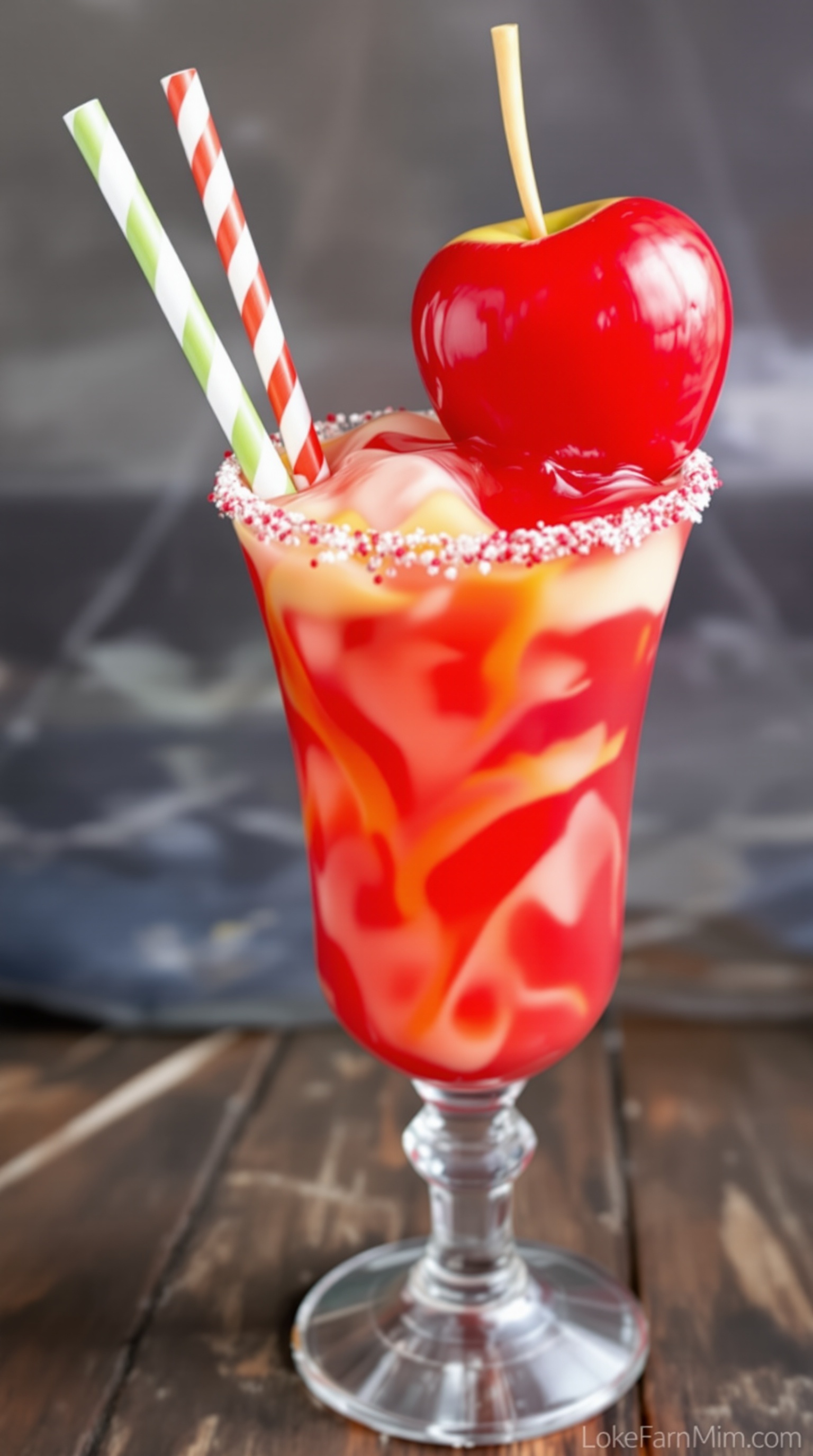 Candy Apple Carnival Mocktail with red and green apples