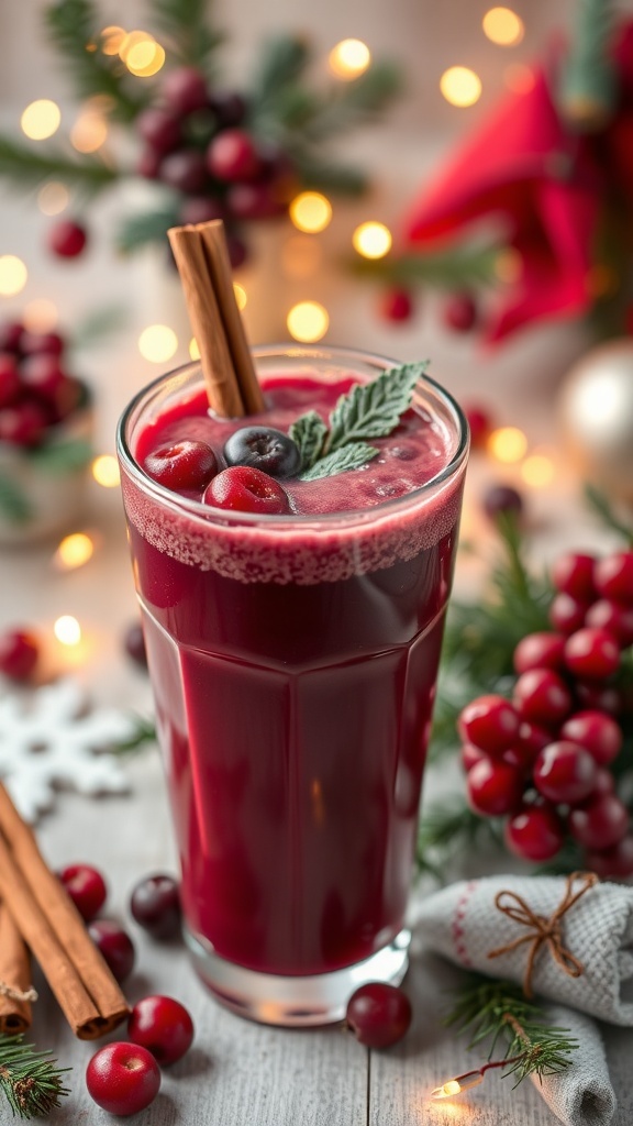 A festive berry smoothie with cinnamon and cranberries, perfect for Christmas.