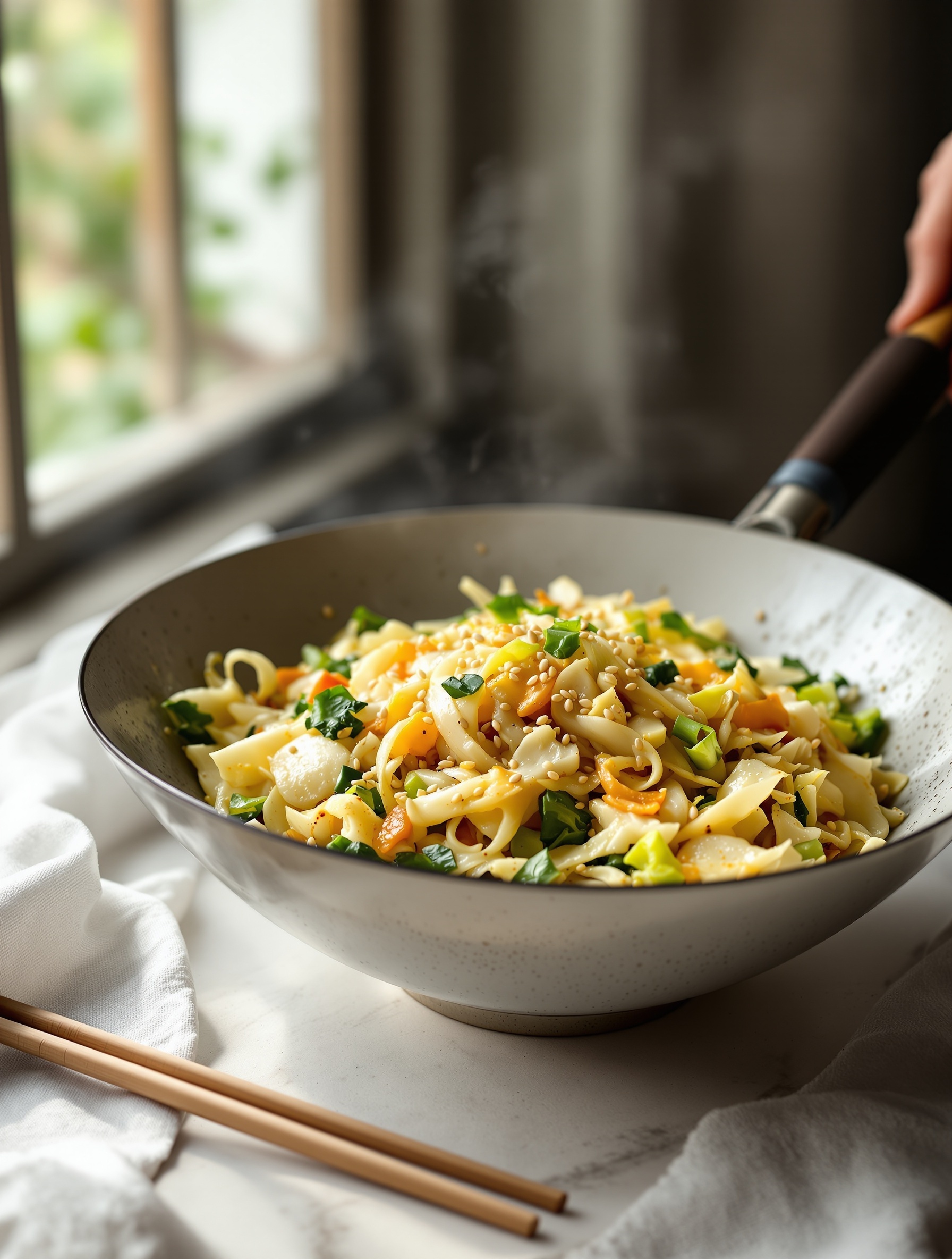 24 Struggle Meals That Actually Taste Great 21 A delicious cabbage and egg stir fry with sesame seeds on top.