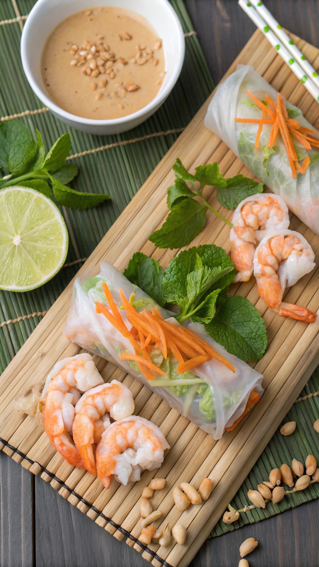 24 Genius Dinner Ideas for a Perfect Summer Evening 44 Vietnamese summer rolls with shrimp, vegetables, and peanut dipping sauce