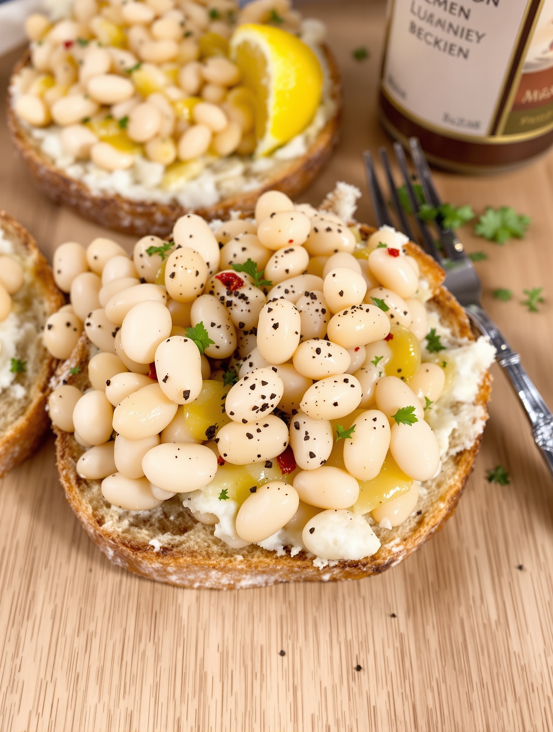 24 Struggle Meals That Actually Taste Great 7 A plate of beans on toast topped with lemon and herbs