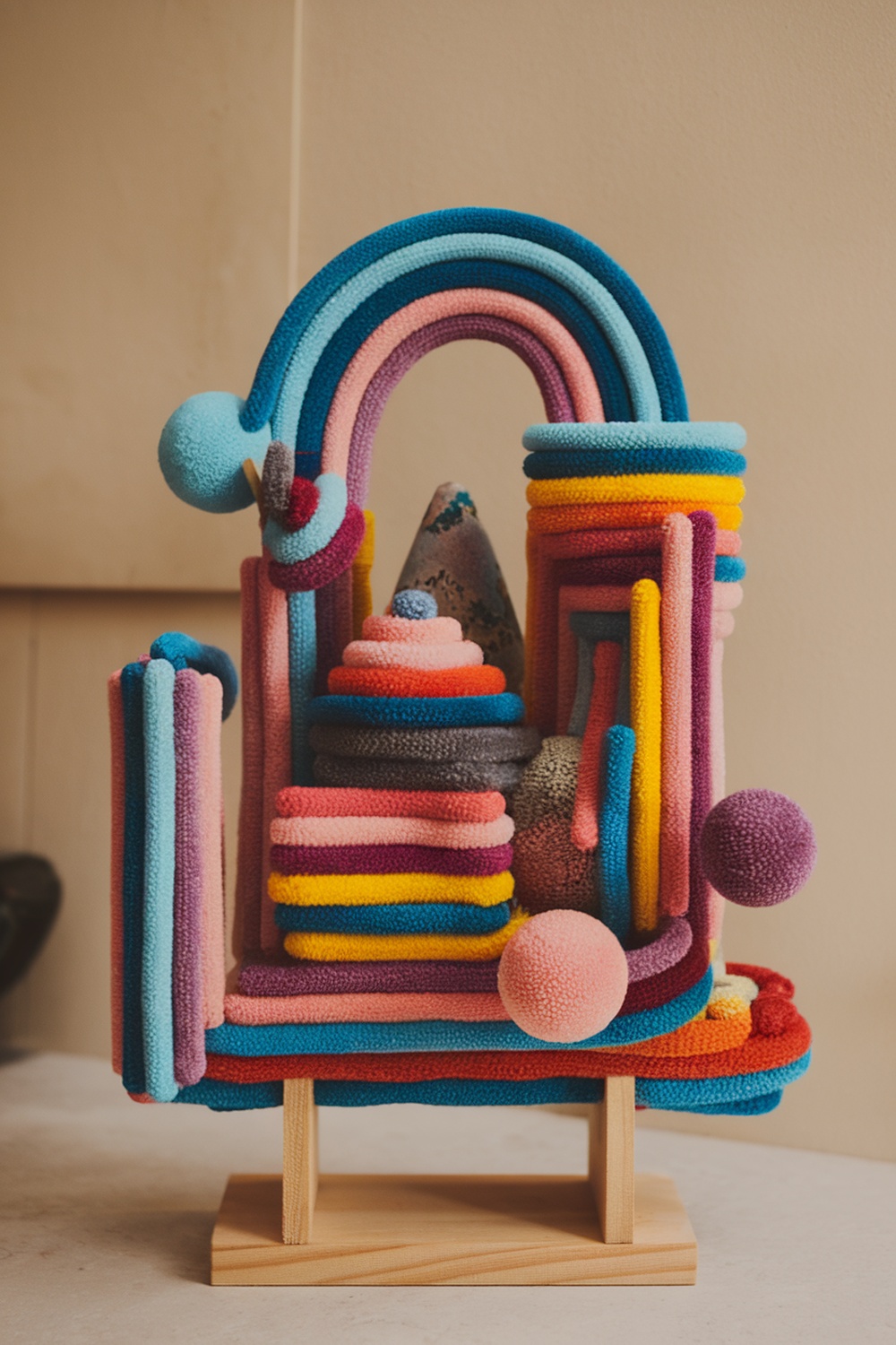 Colorful pipe cleaner sculpture in home decor
