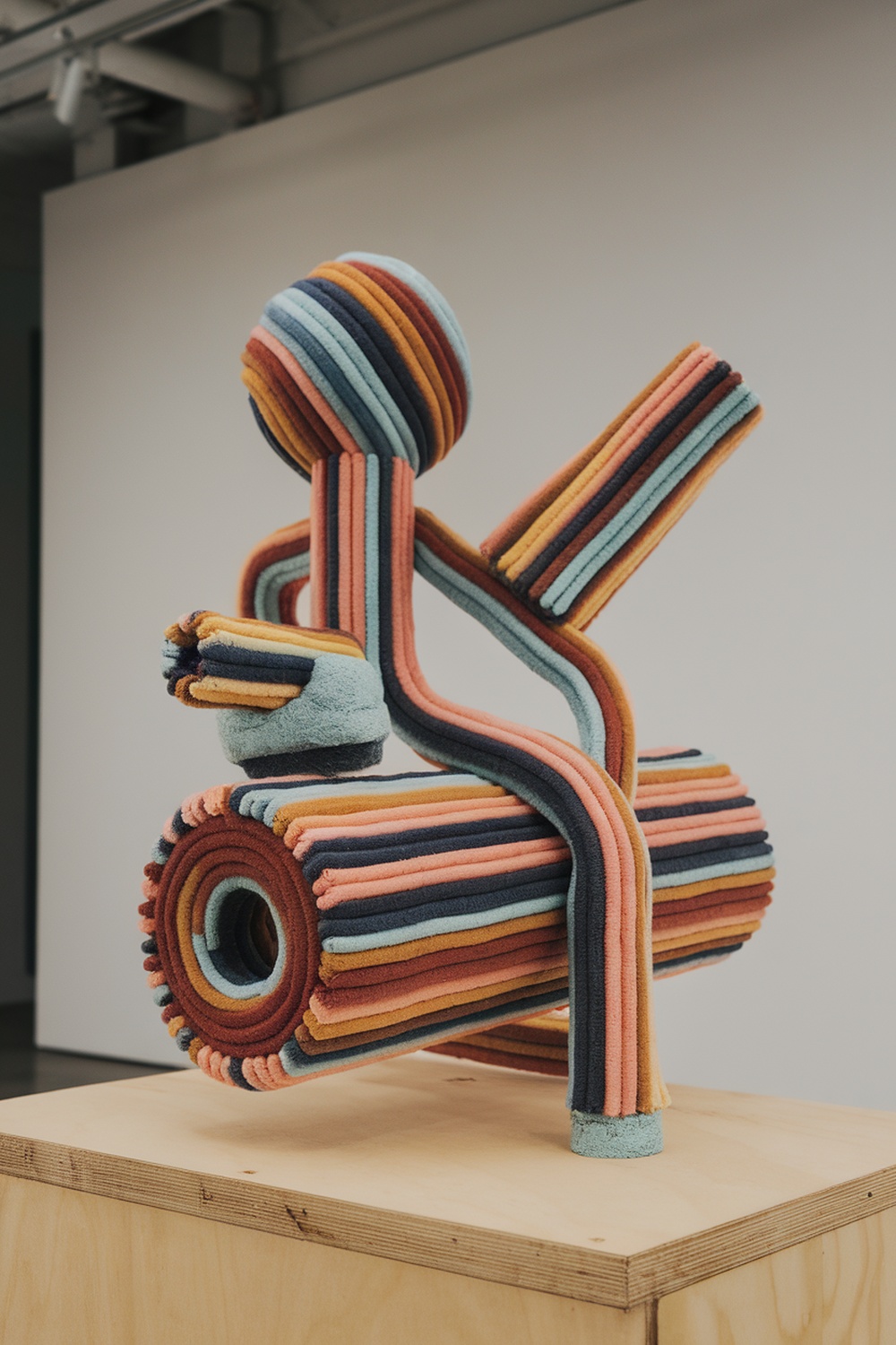 Colorful pipe cleaner sculpture on display.