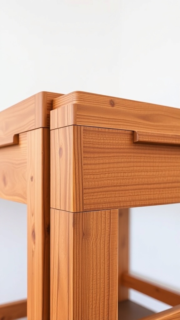 Close-up of a solid wooden loft bed highlighting its durable construction and quality materials.