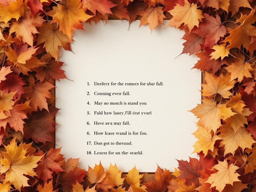 A list of fall wedding music ideas surrounded by colorful autumn leaves.