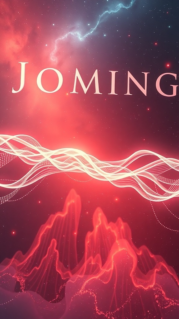 A vibrant cosmic scene with swirling colors and dynamic patterns, representing the interplay of energy and matter.