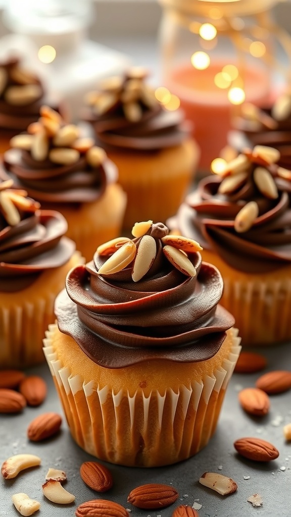 Delicious Almond Joy Cupcakes with chocolate frosting and almond toppings