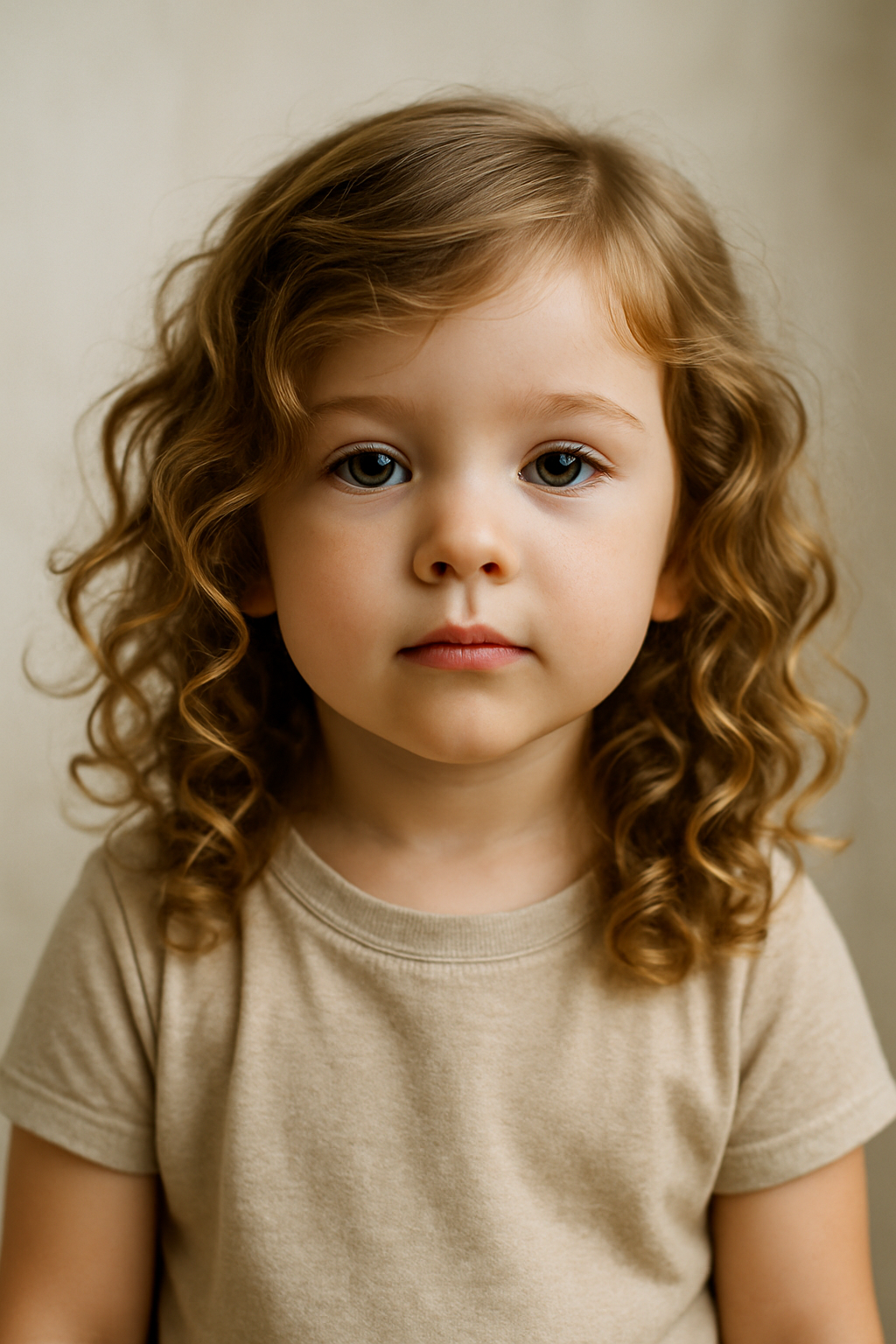A toddler with curly hair styled in beaded twist-outs, looking directly at the camera.