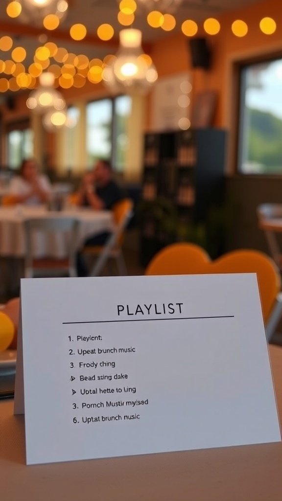 Brunch playlist suggestions on a table in a warm, inviting setting.