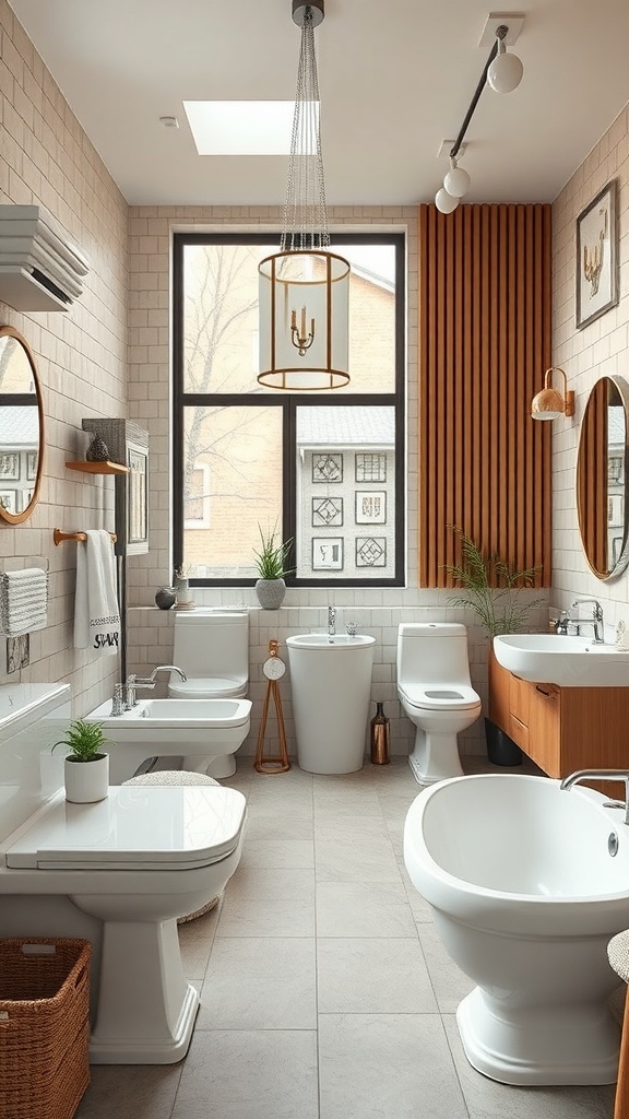 Modern basement bathroom with stylish fixtures and natural light