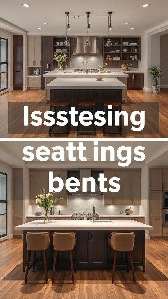 A modern kitchen island with stylish seating, showcasing a blend of functionality and design.