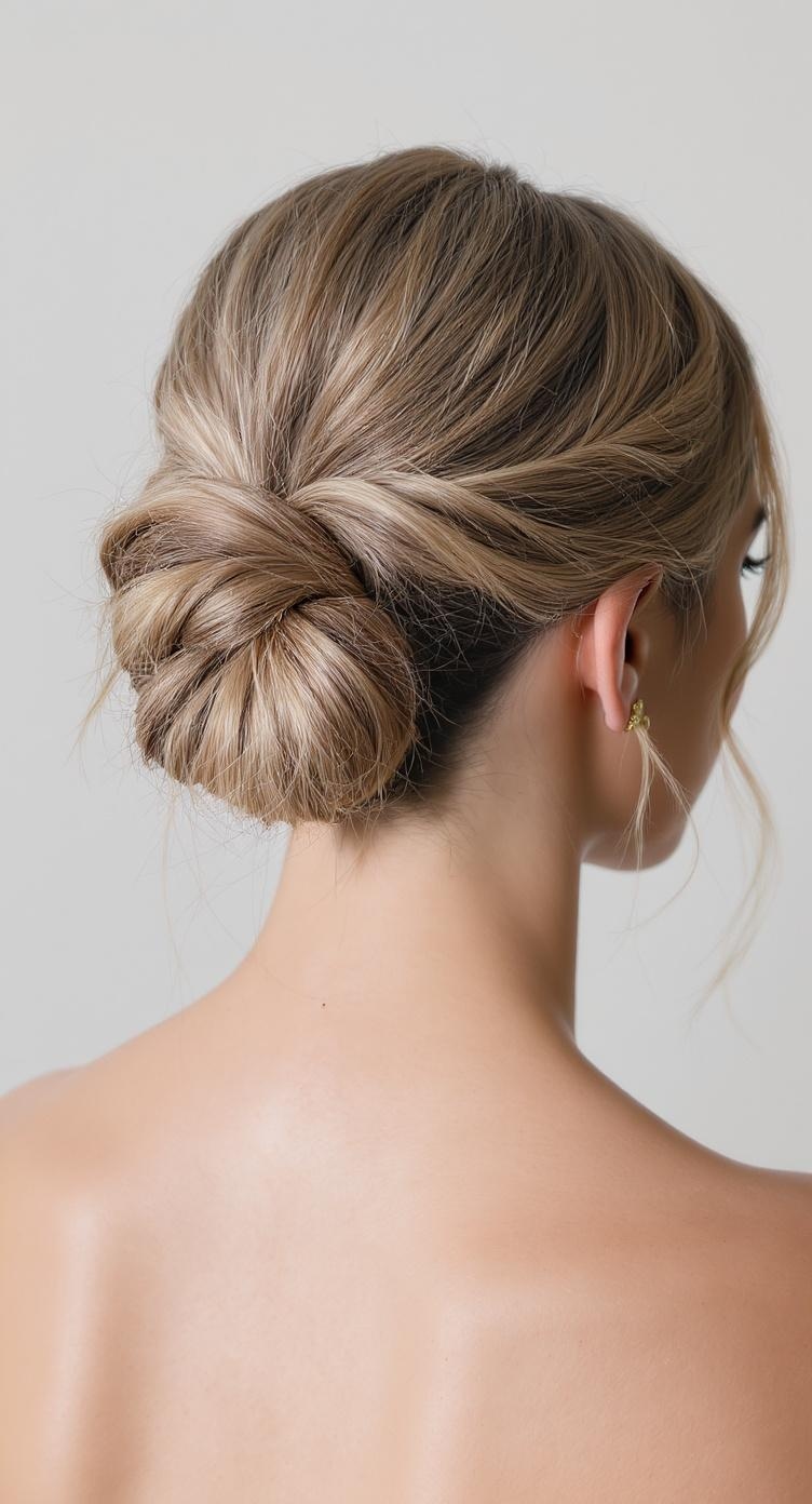 A classic French twist hairstyle for long hair, showcasing a polished and elegant updo.