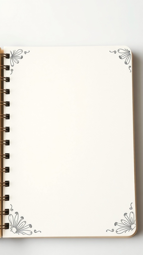 A blank diary page with doodle borders in the corners.