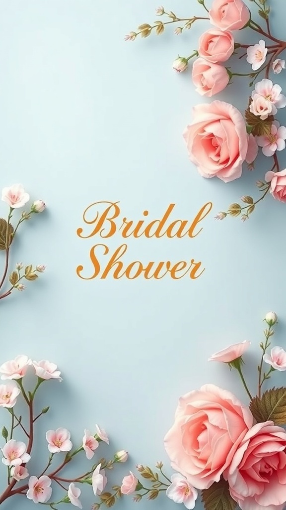 Elegant baby blue bridal shower invitation with floral designs