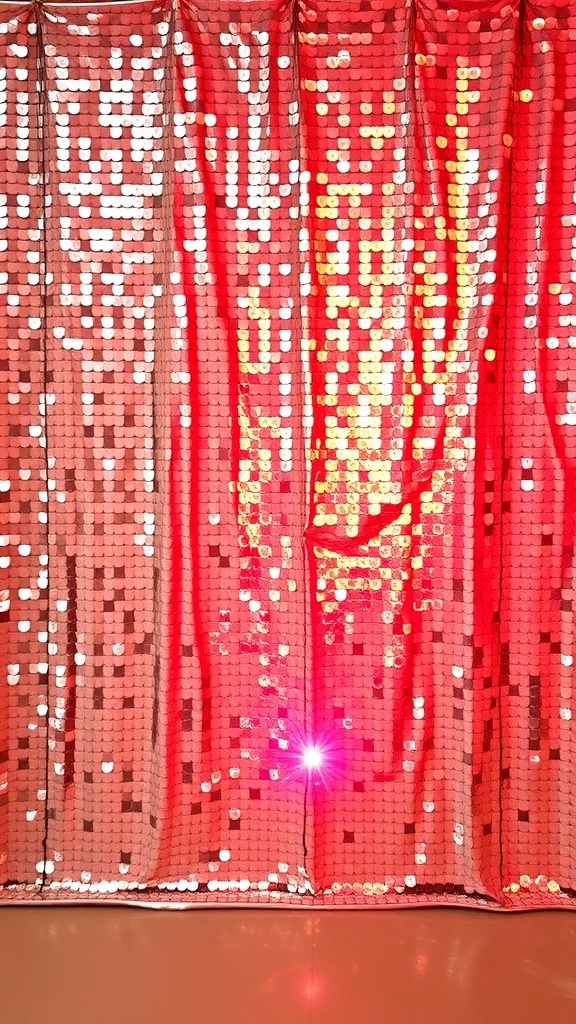 A vibrant red sequin backdrop suitable for a bridal shower event.