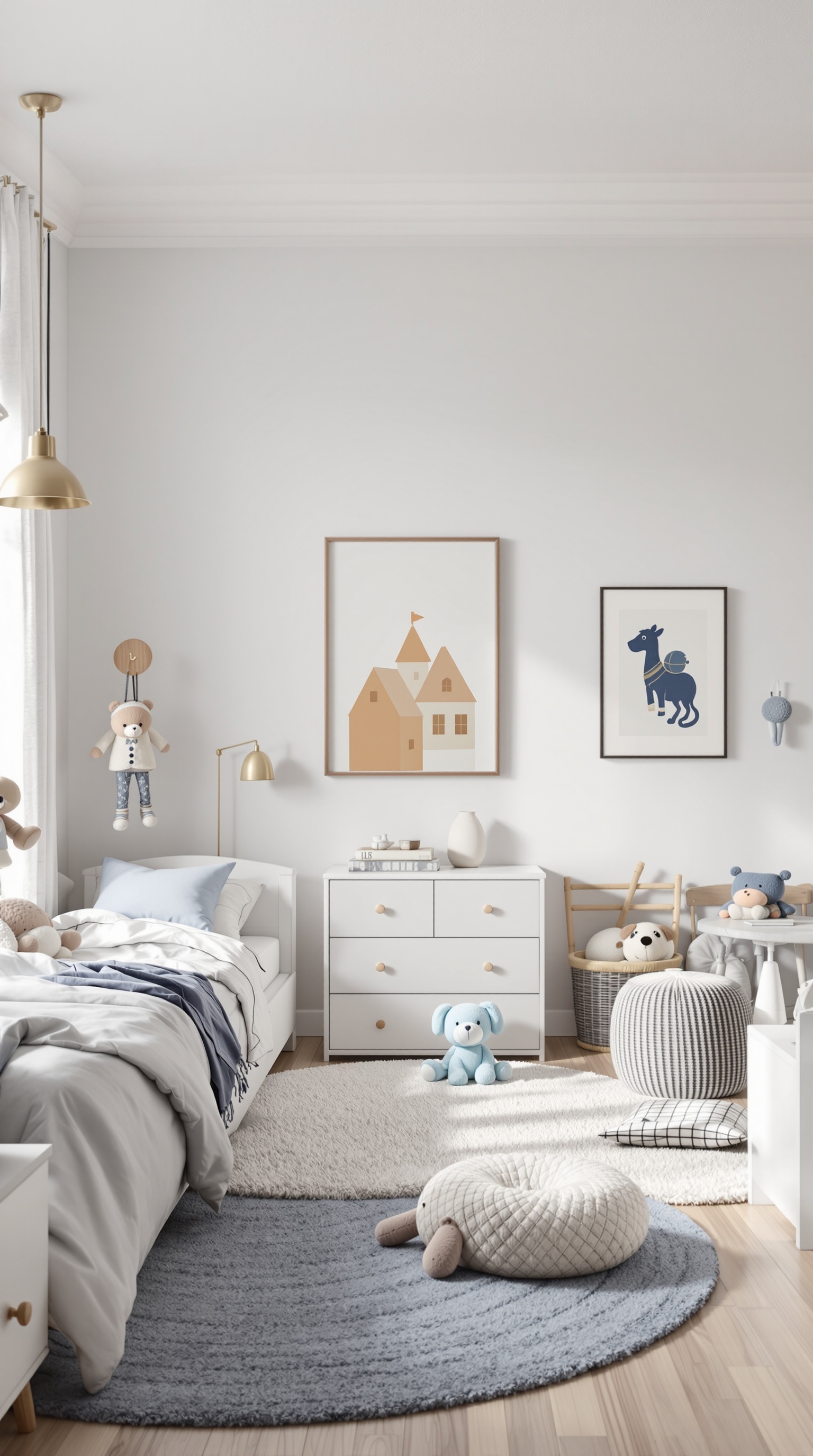 A toddler bedroom featuring a cozy bed, playful decor, and a spacious layout for both play and sleep.