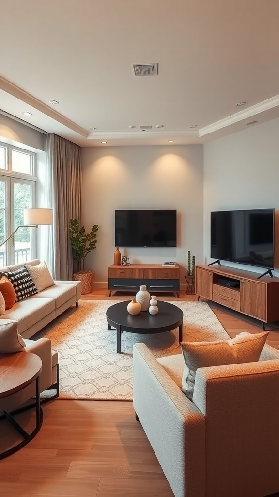 Cozy coastal living room with comfortable seating and natural light