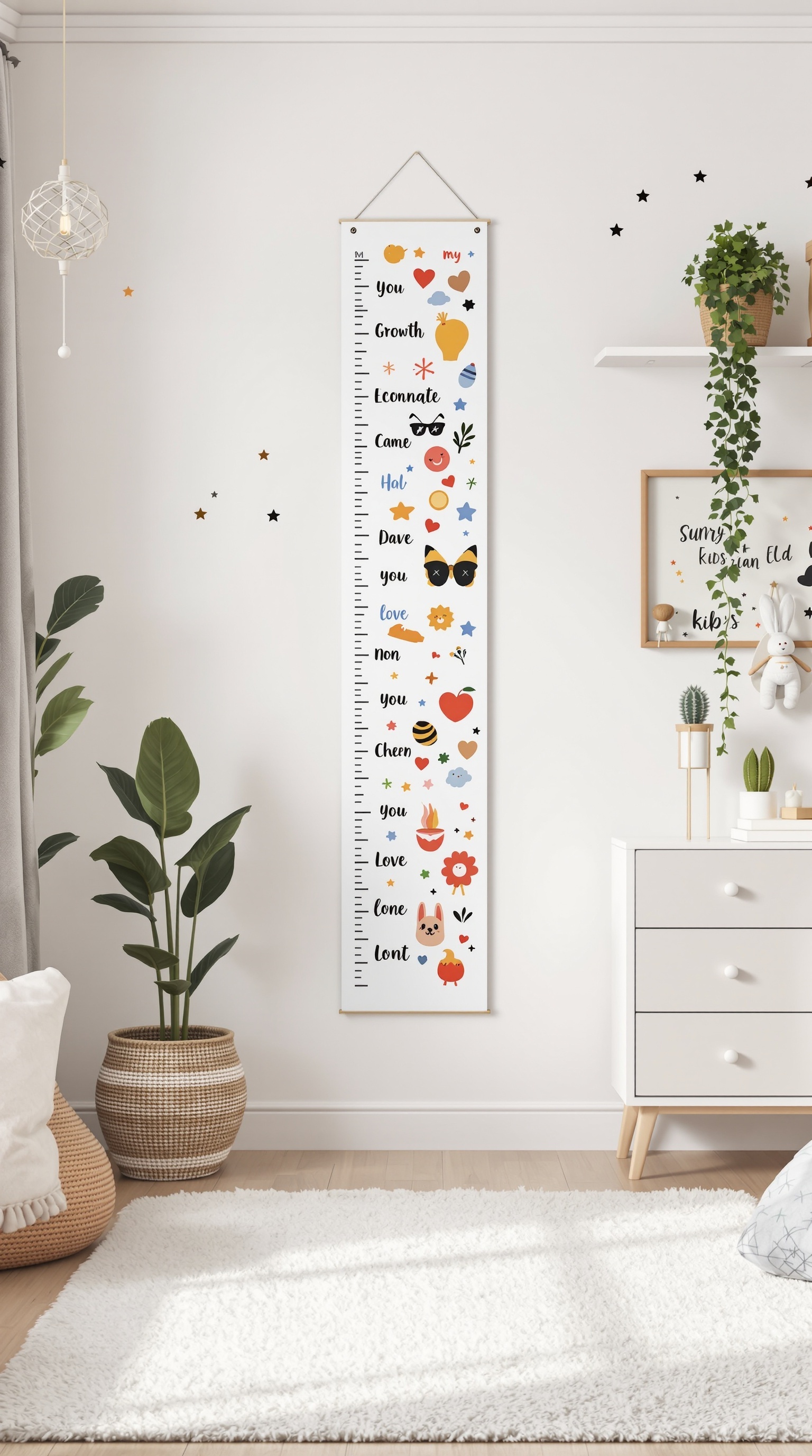 Colorful growth chart wall decor for kids room