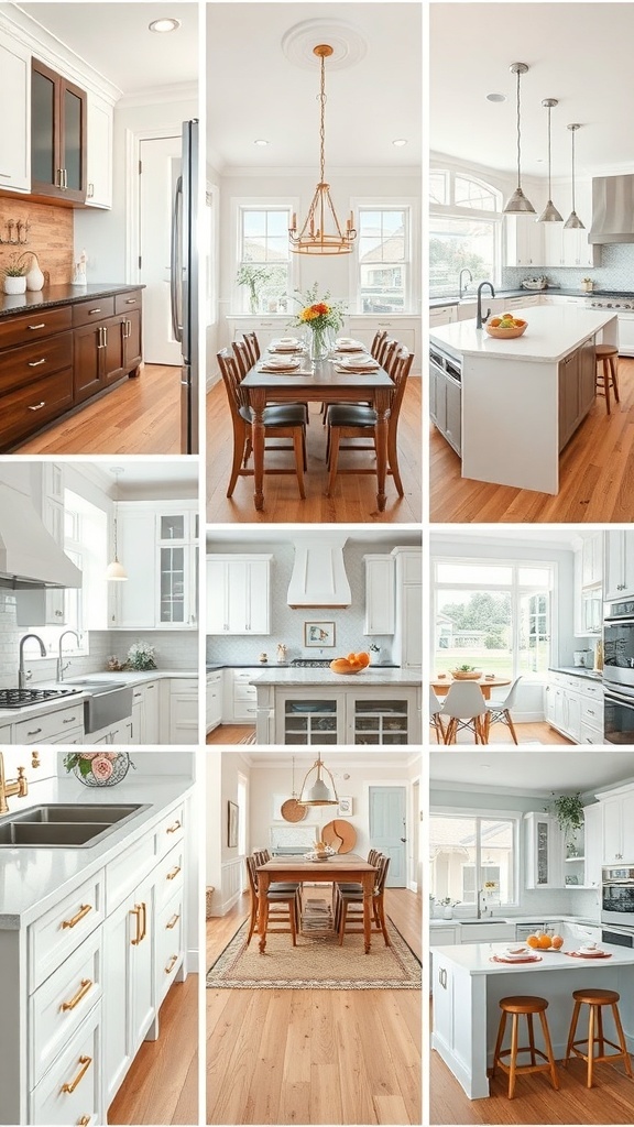 Stylish galley kitchen with island, featuring a blend of dark and white cabinetry, natural light, and modern fixtures.