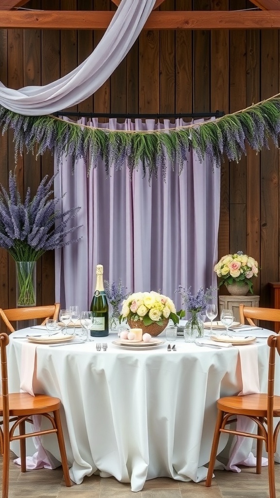 An elegant table setting for a lavender fields inspired bridal shower.