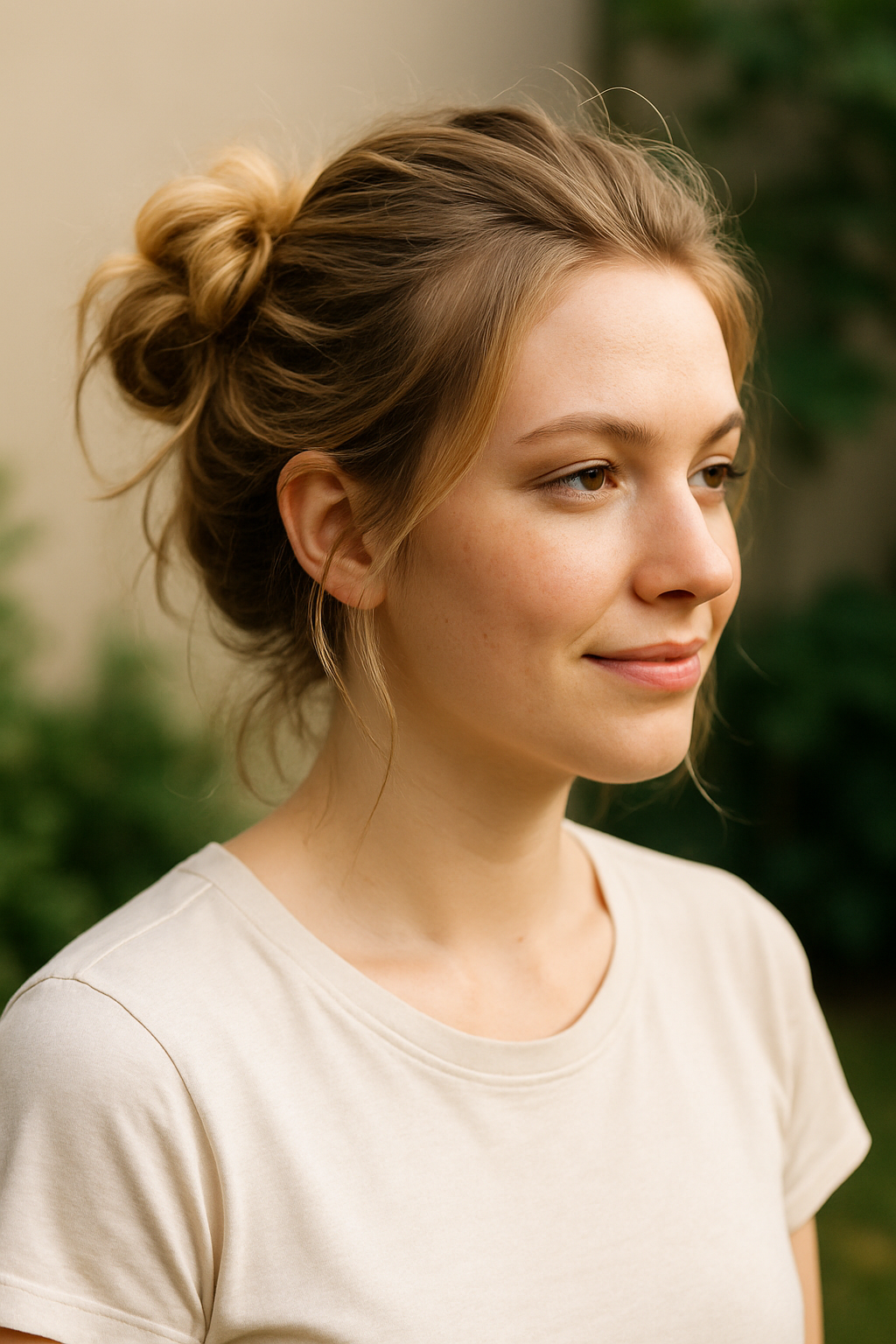 A young girl with a simple hairstyle, showcasing a casual look.
