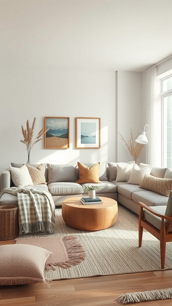 Cozy rustic French country living room with layered textures