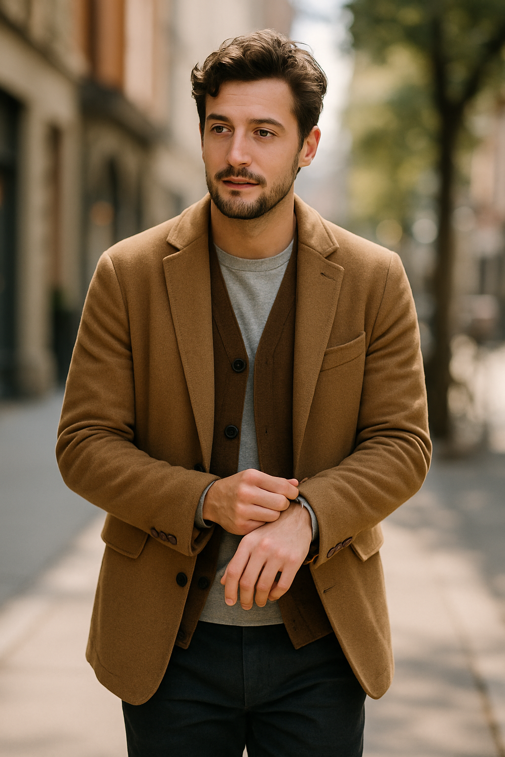 A man wearing a stylish linen suit, showcasing a casual yet polished look.