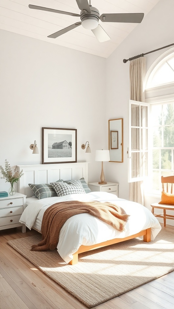 Bright and airy teen bedroom with large windows and natural light