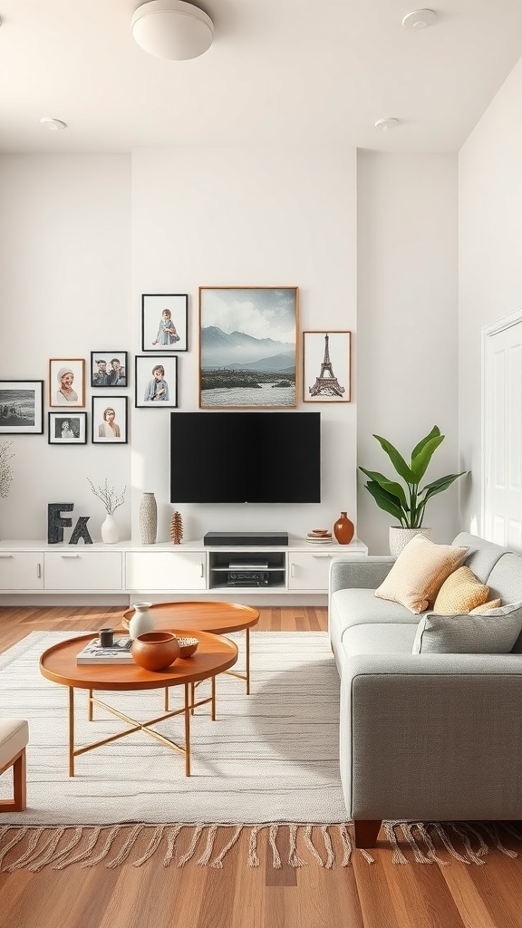 Cozy contemporary living room with personalized decor touches