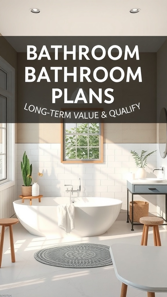 Modern bathroom with a relaxing tub and stylish design.