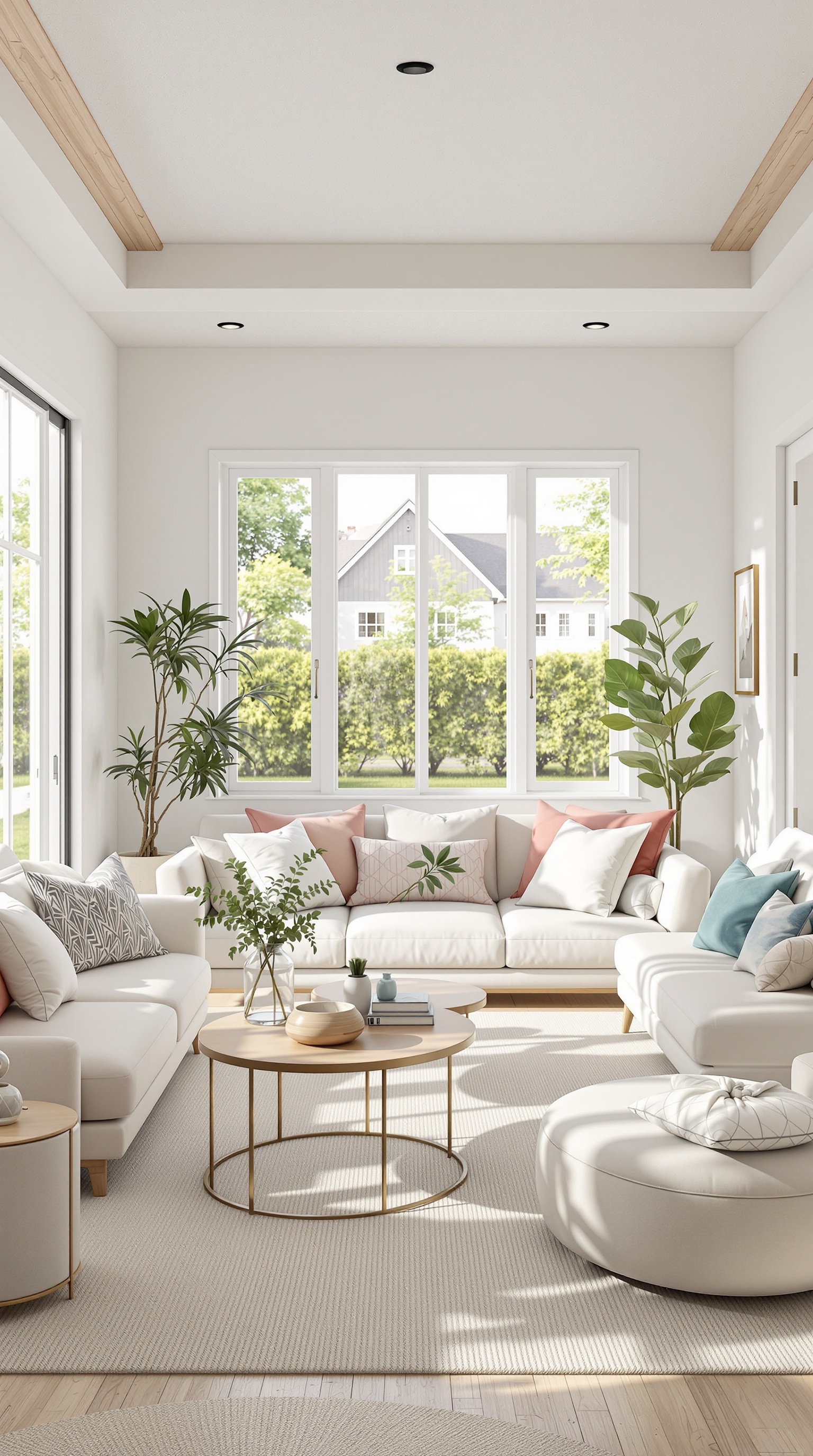 Bright and inviting living room with large windows and comfortable seating
