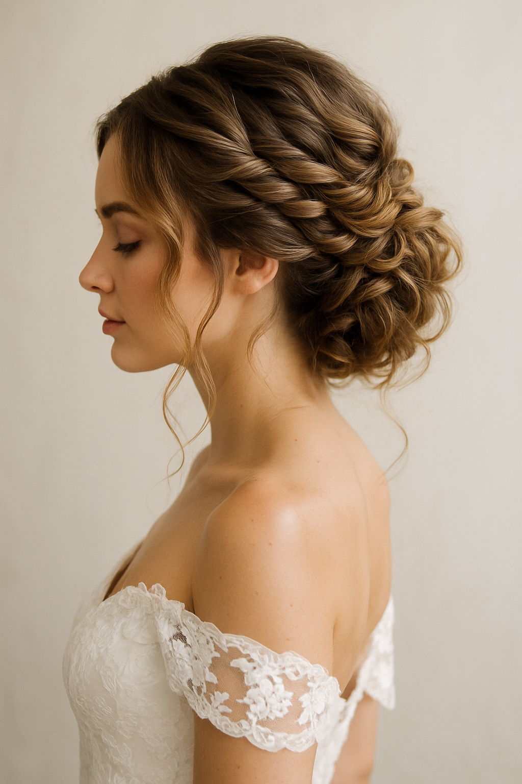 Bride with loose waves and a floral tiara