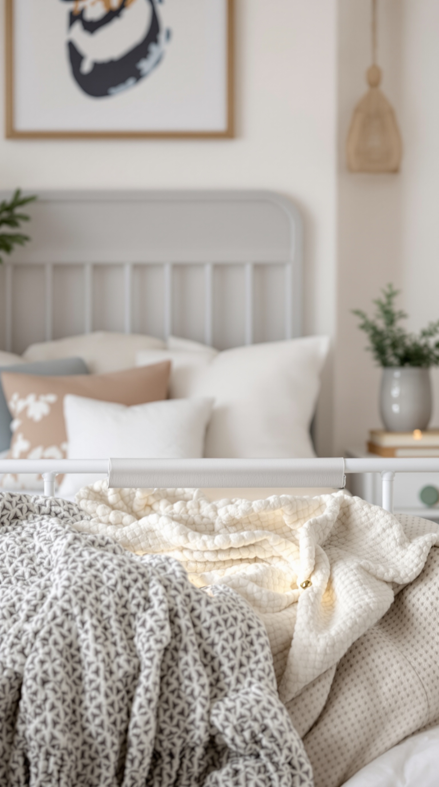 Cozy toddler bed with soft blankets and pillows