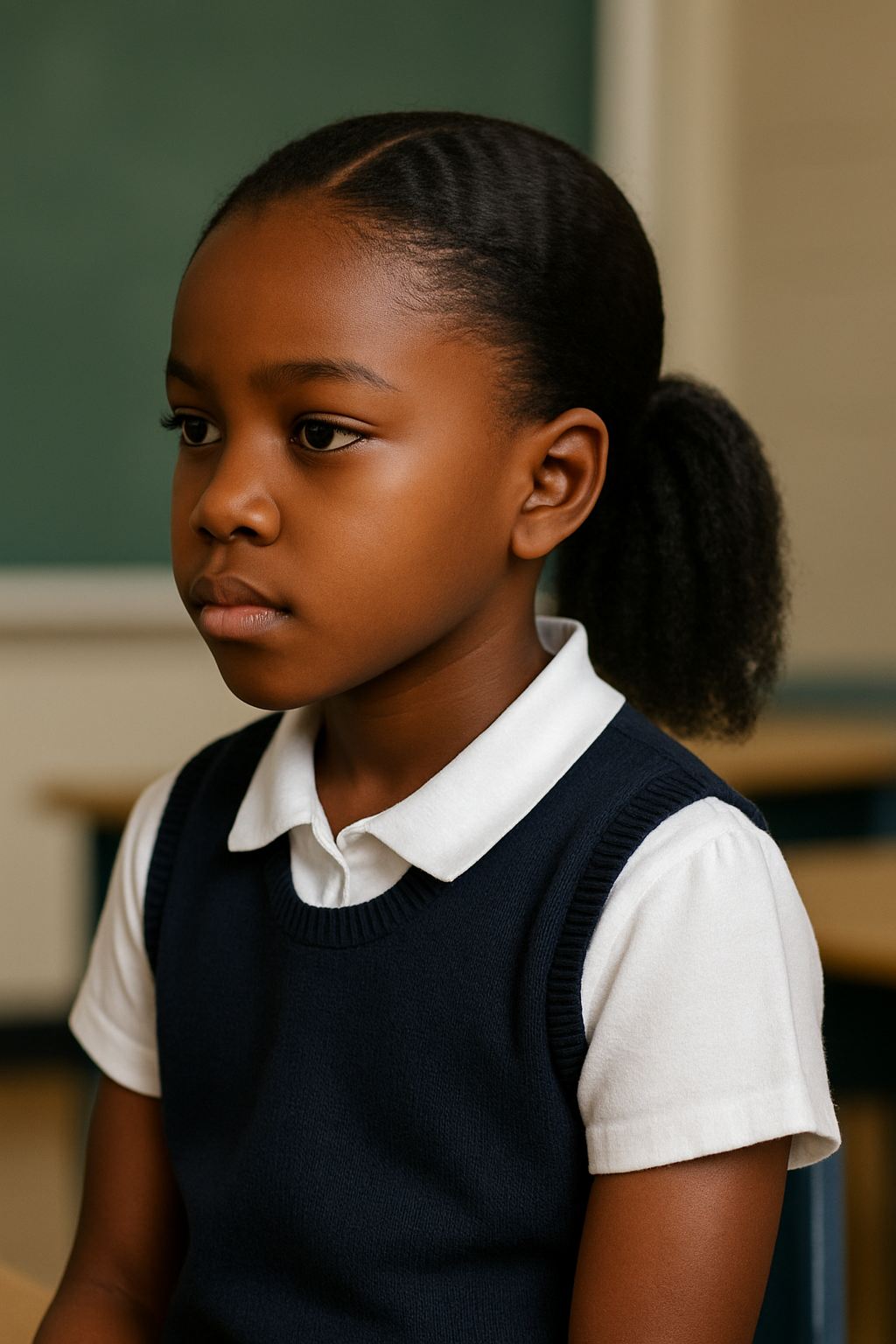 A young boy with a neat hairstyle featuring defined waves and a clean fade, wearing a white polo shirt.