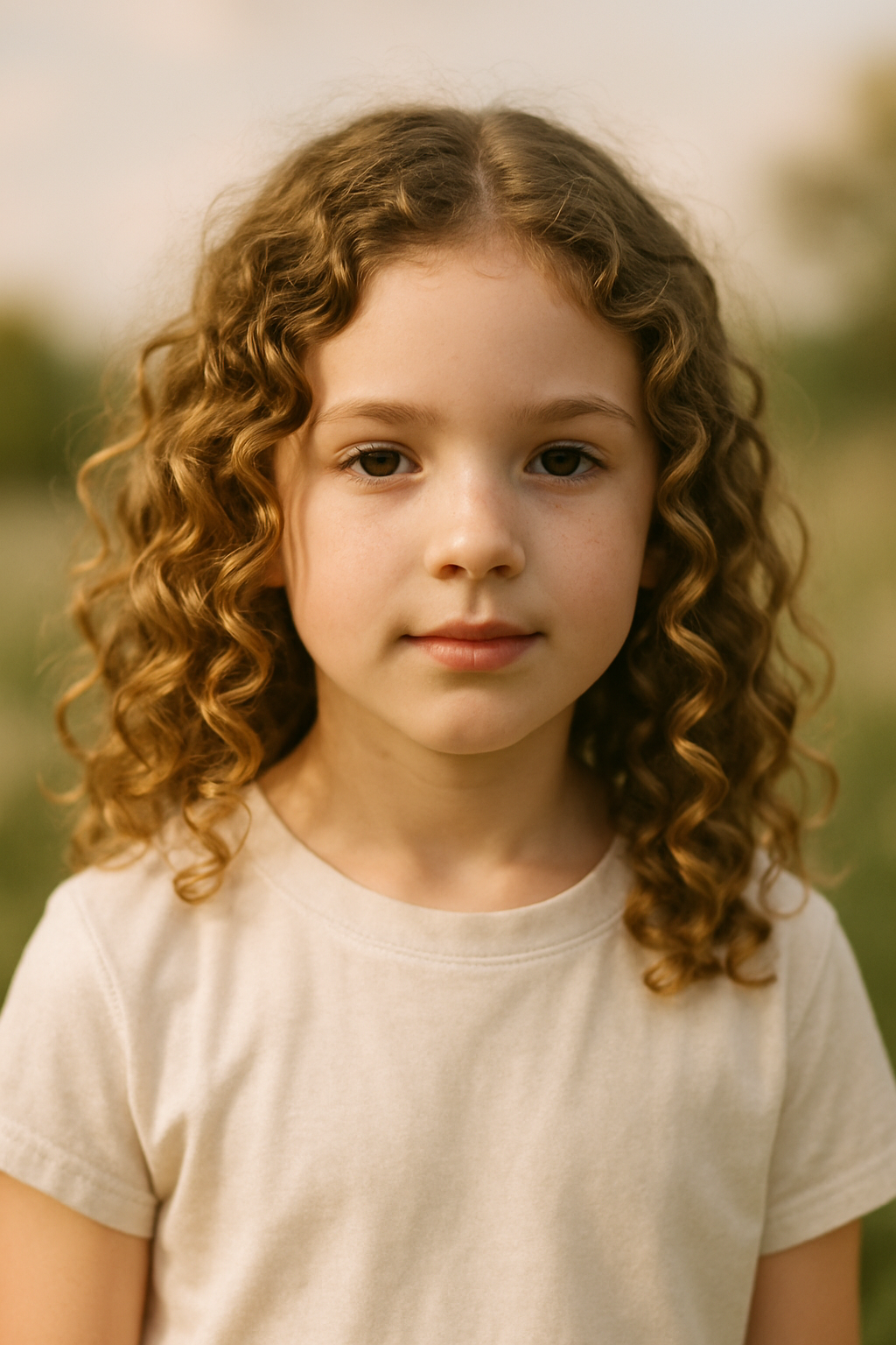 A child with curly hair showcasing a simple wash and go hairstyle.