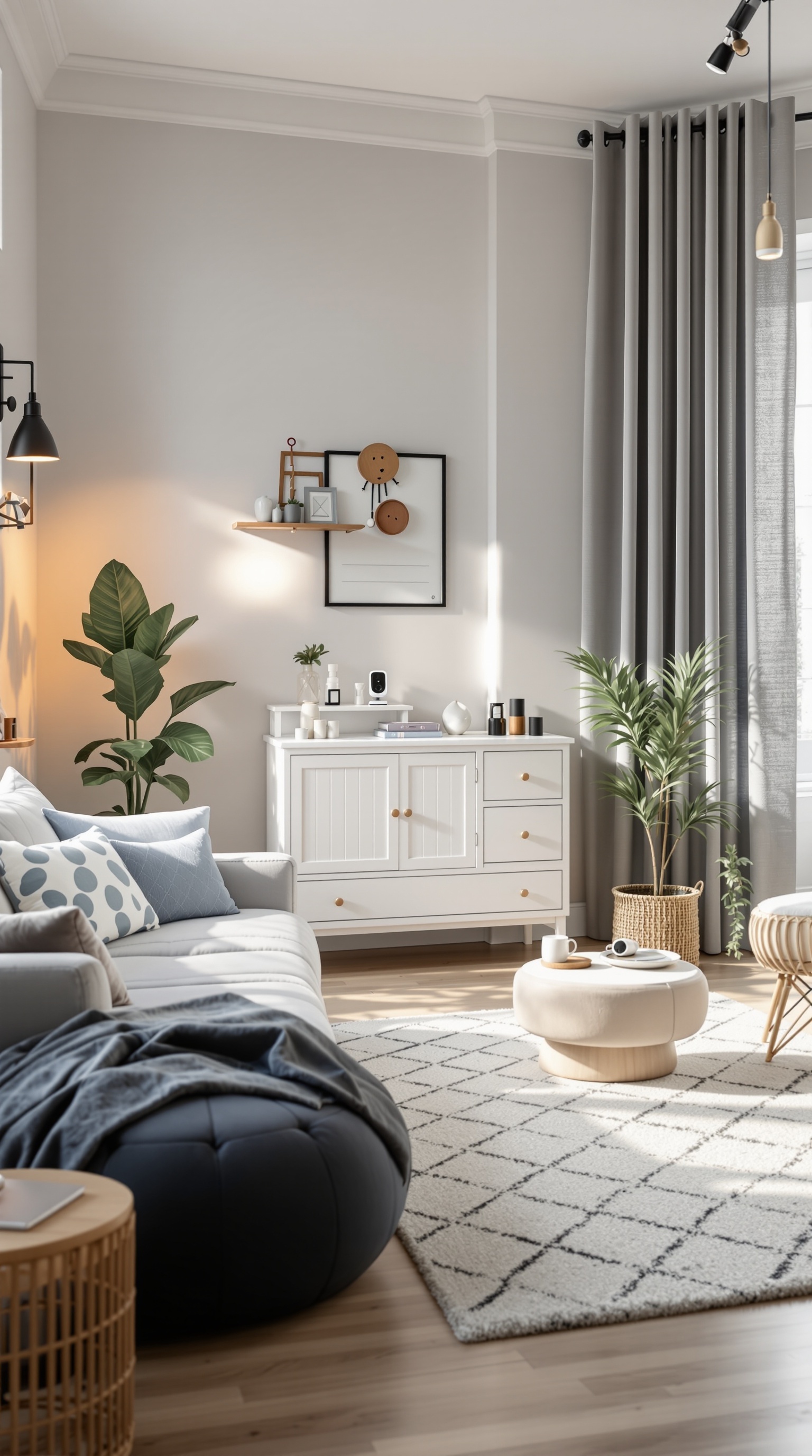 A modern baby room featuring smart technology, cozy furniture, and a calming atmosphere.