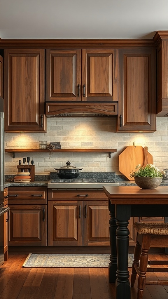 Rustic kitchen with wooden cabinets and a cozy atmosphere