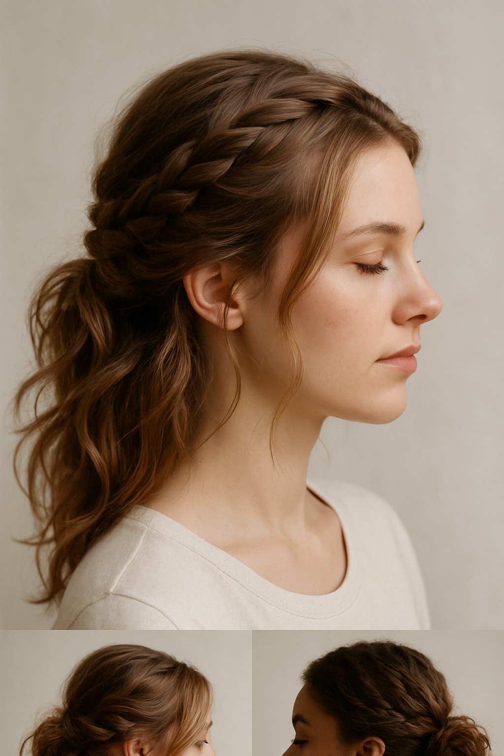 A girl with a half-up twist hairstyle, showcasing soft twists and loose strands.