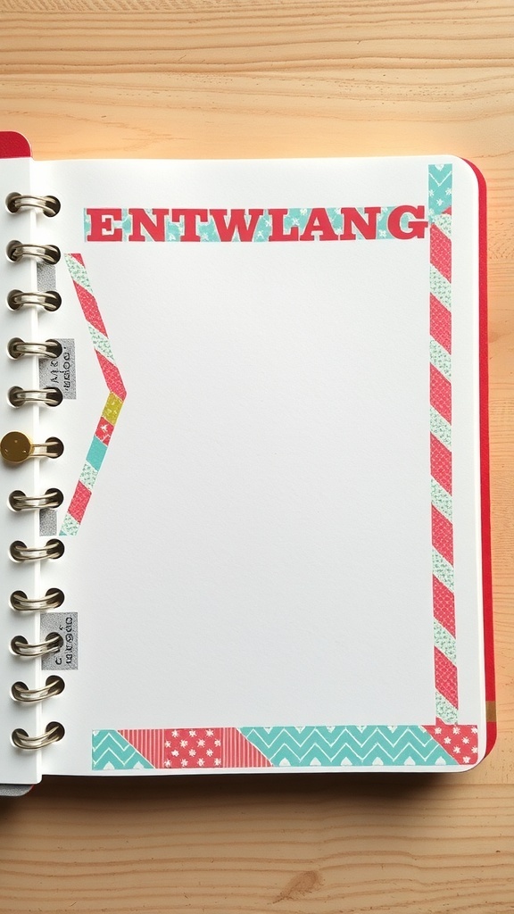 A diary page decorated with colorful washi tape borders.
