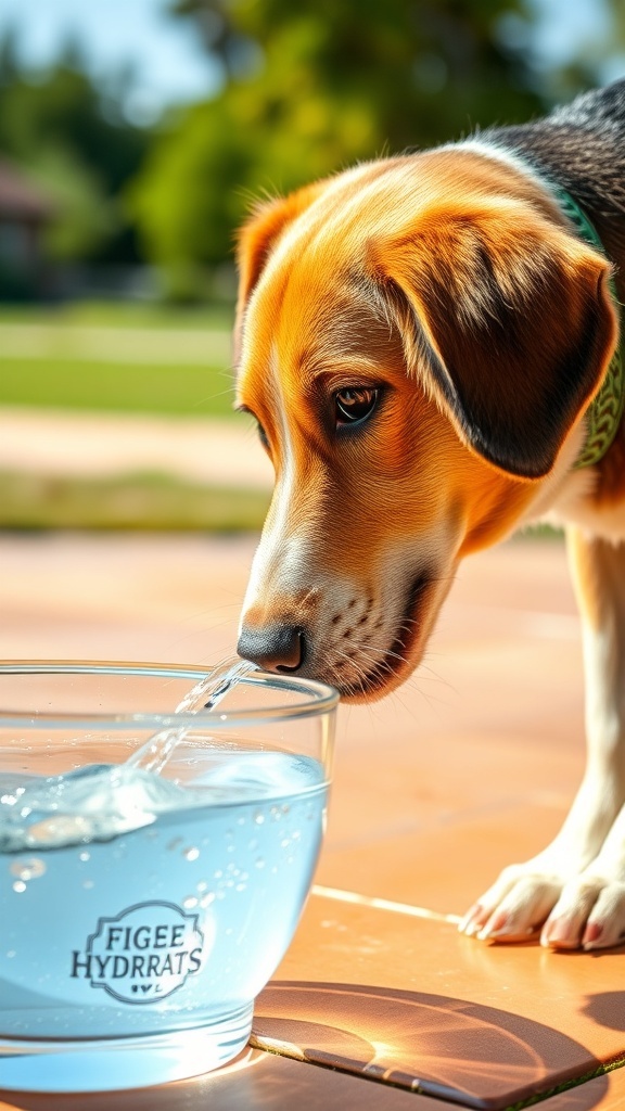 A dog drinking water from a bowl, emphasizing the importance of hydration for skin health.