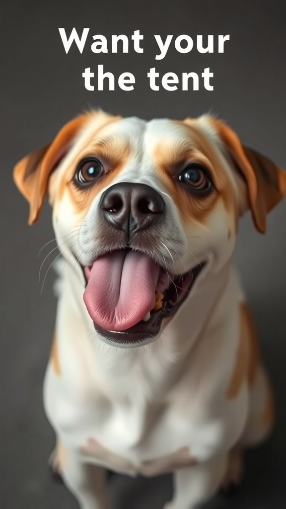A happy dog with its tongue out, showing a relaxed expression.