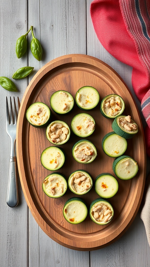 Turkey and Zucchini Bites on a wooden platter