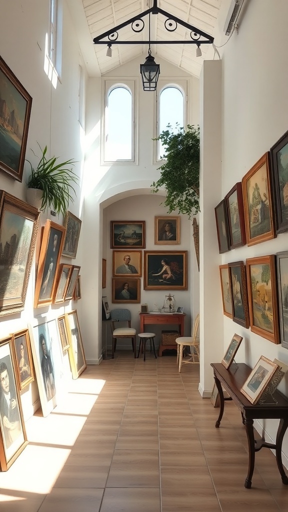 Interior of the Portofino Gallery featuring paintings and natural light