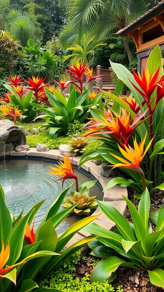 Vibrant flowers and lush greenery in Allerton Garden, Kauai
