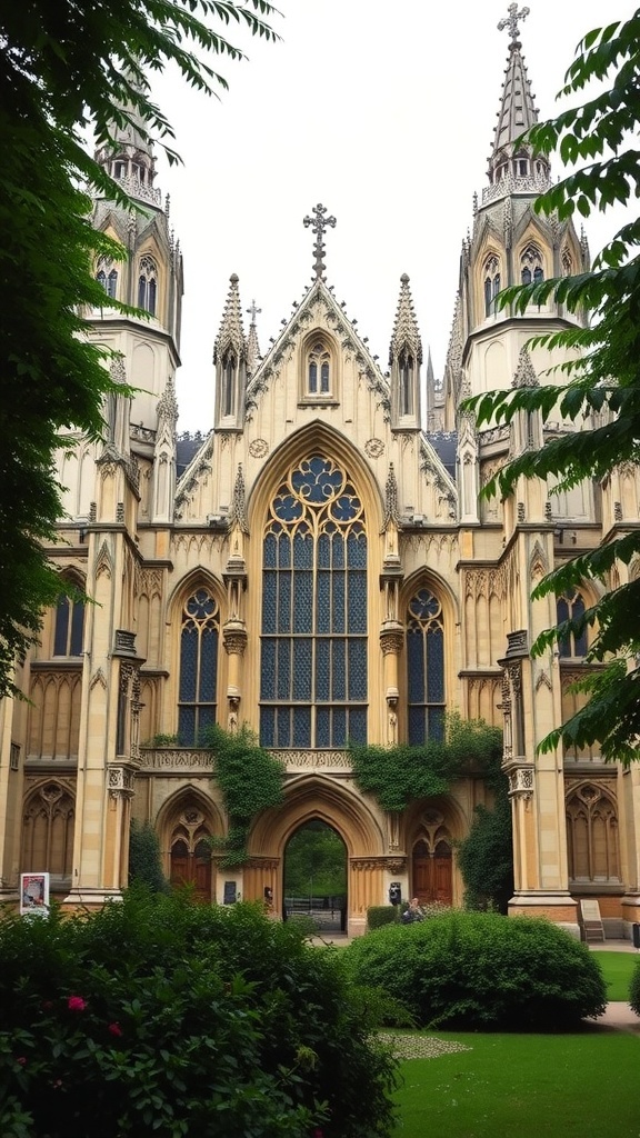 A historic building in Westminster with intricate architecture and lush greenery.