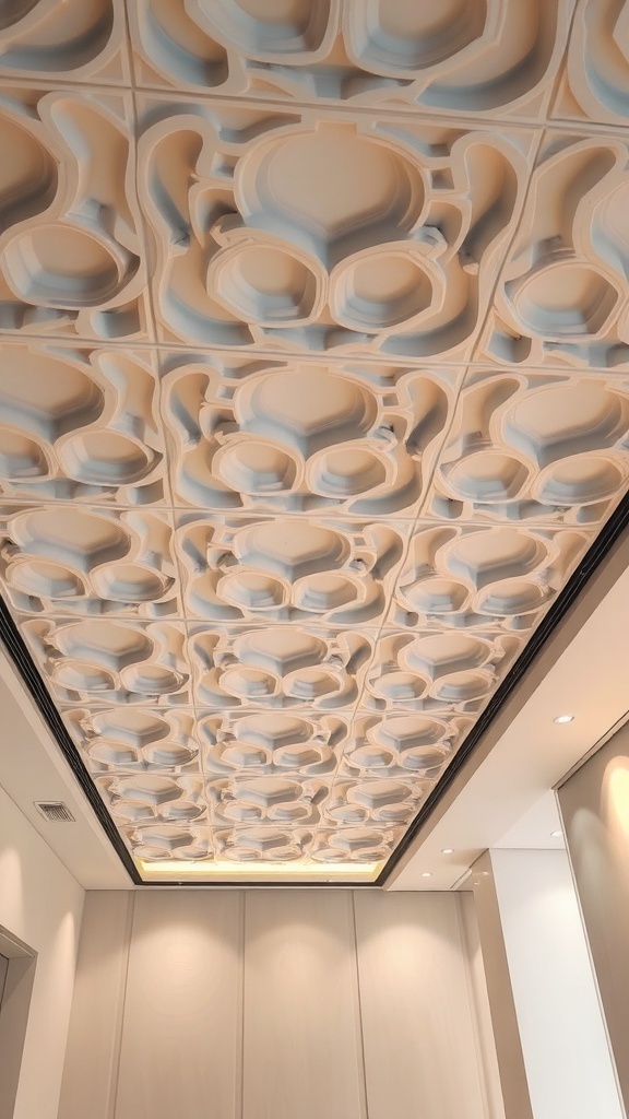Intricate gypsum ceiling design with three-dimensional patterns